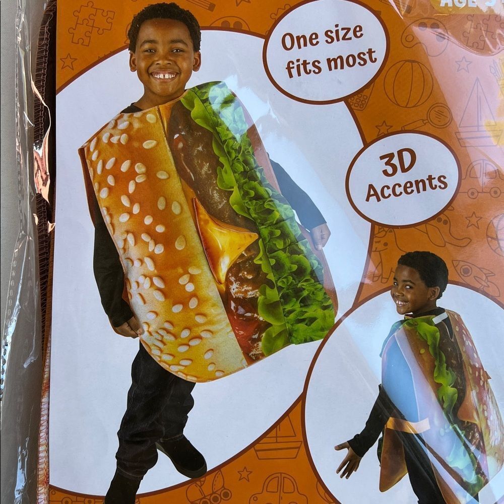 Kids Burger Costume with 3D Accents - Picture 2 of 7